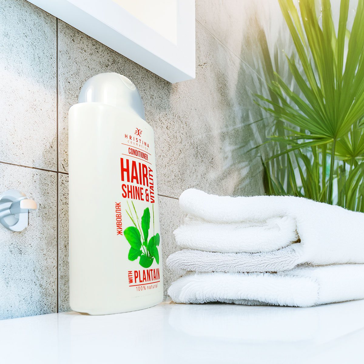 Haarbalsem met weegbree-extract voor glans van het haar, 200 ml