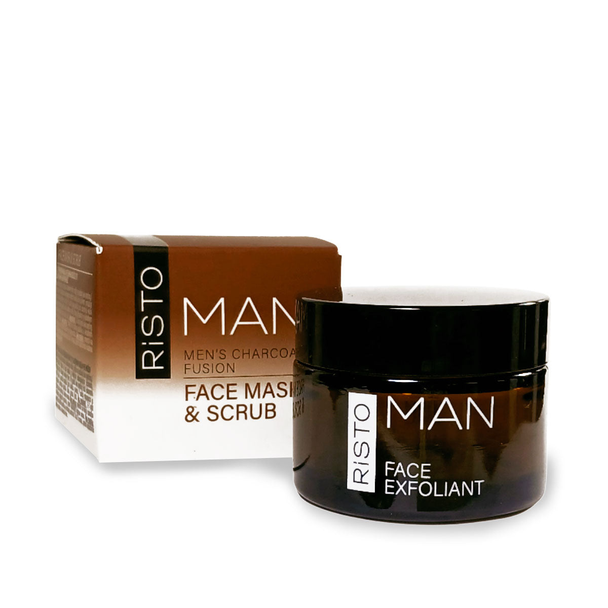 RISTO Masker en scrub voor mannen 2-in-1 met actieve kool, 50 ml