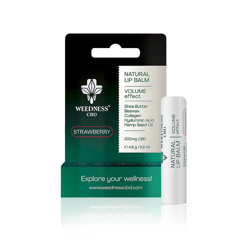 Natuurlijke lippenbalsem met volume-effect 4% CBD (aardbei), 5 ml