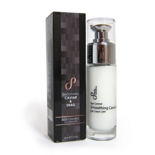 Gladmakende oogcrème 24 uur met slakkenextract en kaviaar, 30 ml